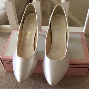 White Satin Dye-able   3 inch Heel height